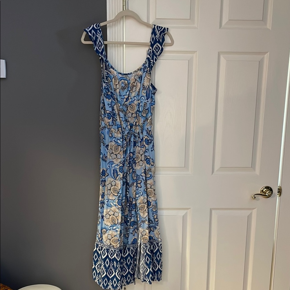 Floral Blue and White Maxi Dress